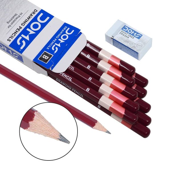 Doms Drawing Pencil with Eraser 6 pcs